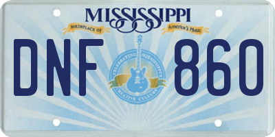 MS license plate DNF860
