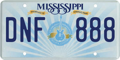 MS license plate DNF888