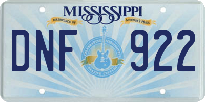MS license plate DNF922