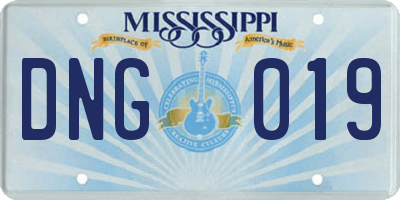 MS license plate DNG019