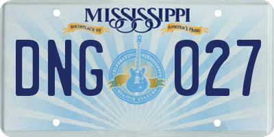 MS license plate DNG027