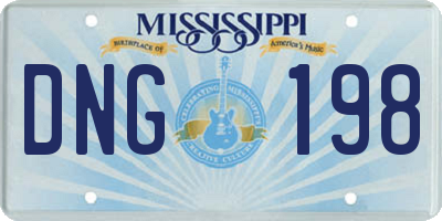 MS license plate DNG198