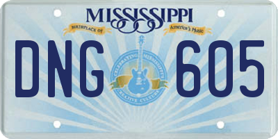 MS license plate DNG605