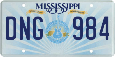 MS license plate DNG984