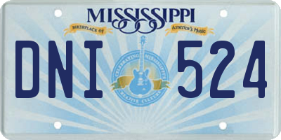 MS license plate DNI524