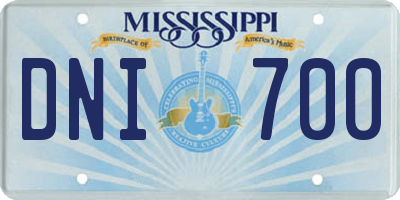 MS license plate DNI700