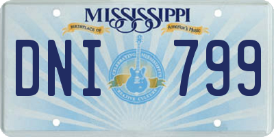MS license plate DNI799