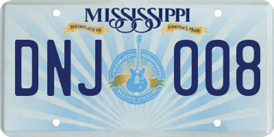MS license plate DNJ008