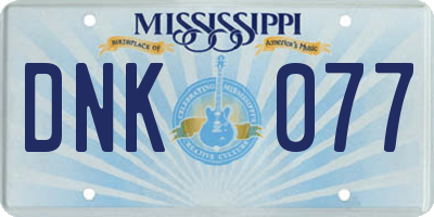 MS license plate DNK077