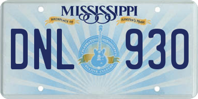 MS license plate DNL930