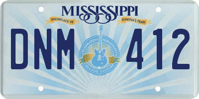 MS license plate DNM412