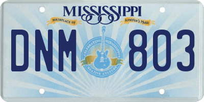 MS license plate DNM803