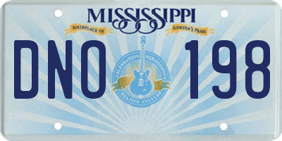 MS license plate DNO198