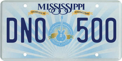 MS license plate DNO500