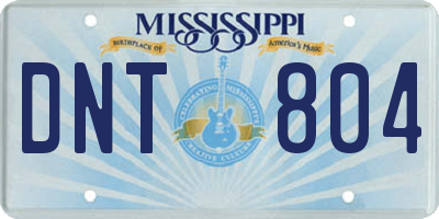 MS license plate DNT804