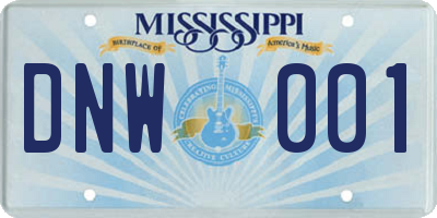 MS license plate DNW001
