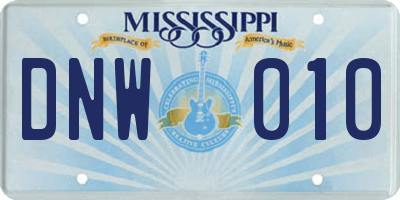 MS license plate DNW010