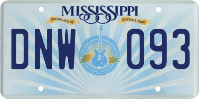 MS license plate DNW093