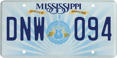 MS license plate DNW094