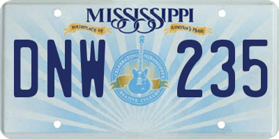 MS license plate DNW235