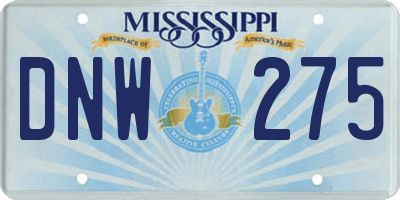 MS license plate DNW275