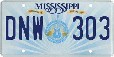 MS license plate DNW303