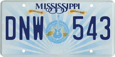MS license plate DNW543