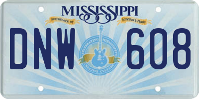 MS license plate DNW608