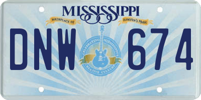 MS license plate DNW674