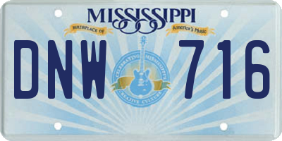 MS license plate DNW716