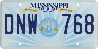 MS license plate DNW768