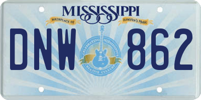 MS license plate DNW862