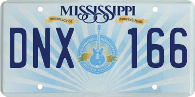 MS license plate DNX166