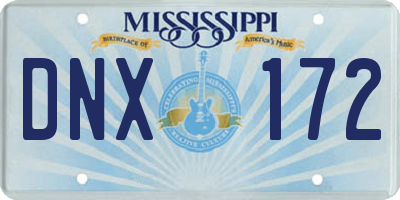MS license plate DNX172