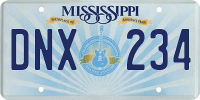 MS license plate DNX234