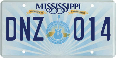 MS license plate DNZ014
