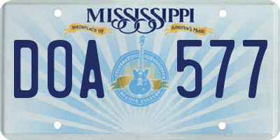 MS license plate DOA577