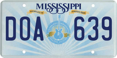 MS license plate DOA639