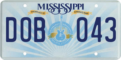 MS license plate DOB043