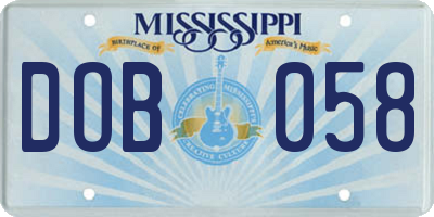 MS license plate DOB058