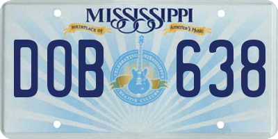 MS license plate DOB638