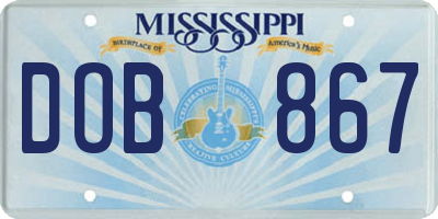 MS license plate DOB867