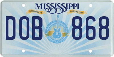 MS license plate DOB868