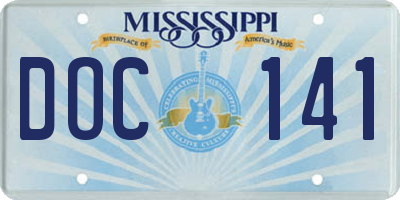 MS license plate DOC141