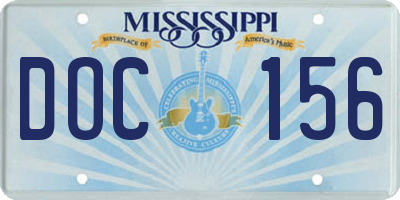 MS license plate DOC156