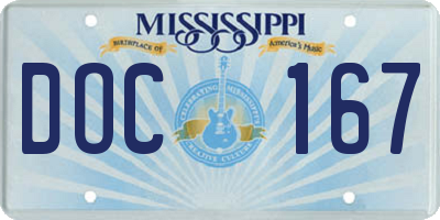 MS license plate DOC167