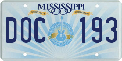 MS license plate DOC193