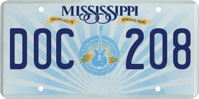 MS license plate DOC208