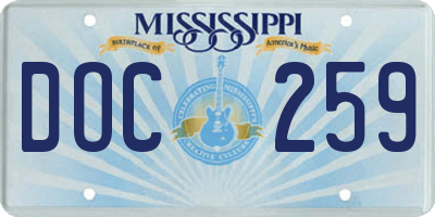 MS license plate DOC259