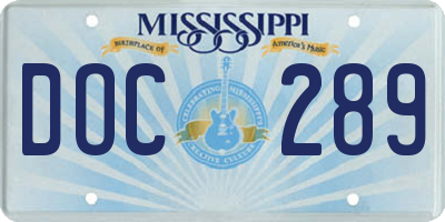 MS license plate DOC289